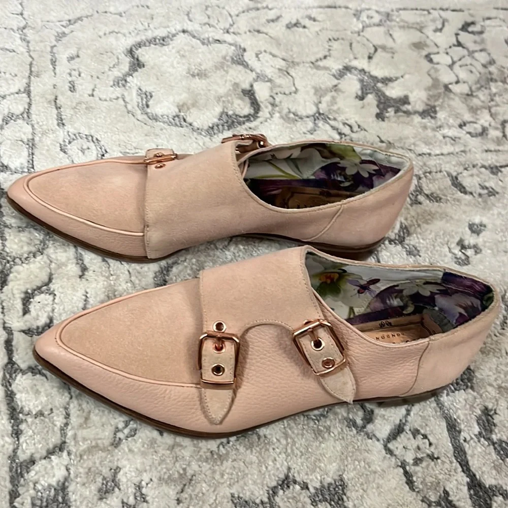 Ted Baker Naoi monk strap blush pink suede and leather shoe Size 5.5/ EU 36